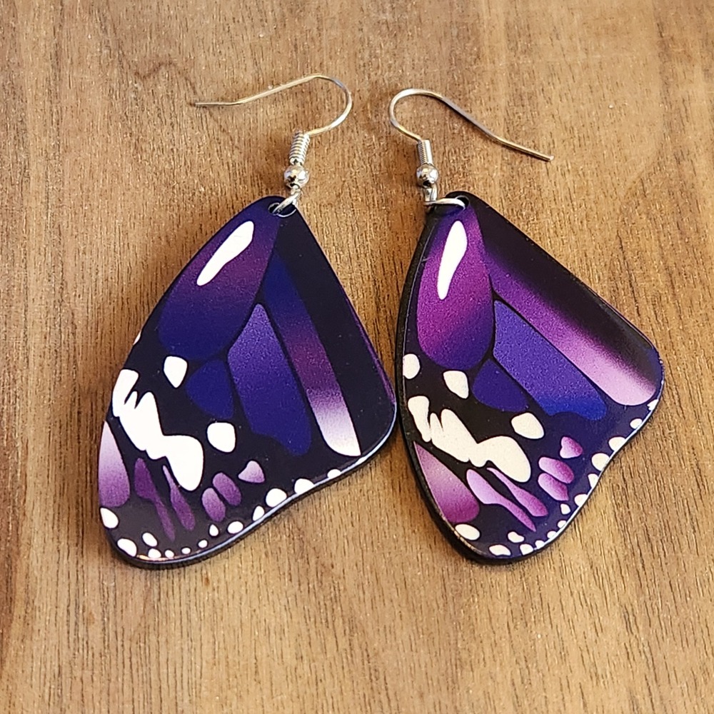 Handmade Purple Butterfly Wing Dangle Earrings Fashion‎ Jewelry Women Outside